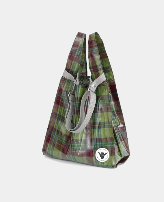 Anything tote / Made in USA Plaid PVC Cotton fabric